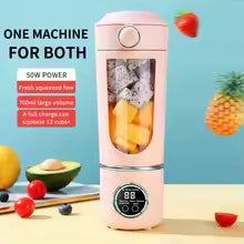 Powerful 22000 RPM portable blender crushing fruits and ice for a healthy smoothie.