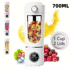 Powerful 22000 RPM portable blender crushing fruits and ice for a healthy smoothie.