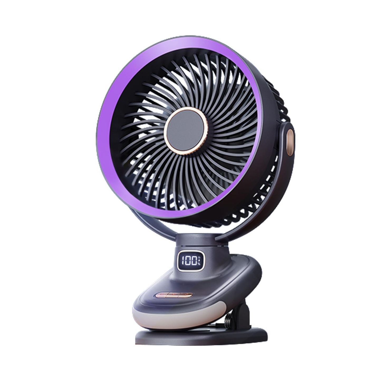 Compact white portable desk fan with rechargeable battery on a clean background.