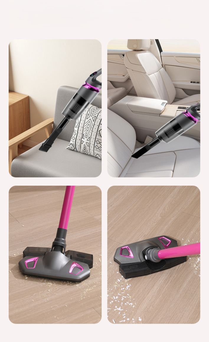17KPA powerful suction cordless vacuum cleaning crumbs and debris on floor